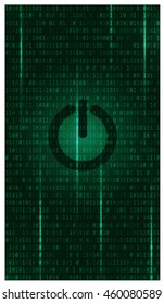 power button. Turn off the matrix, go away from the illusions. Matrix background. 16:9. Vector Art
