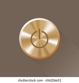 Power button. Vector illustration. Buttons for web. Vector metal gold power button