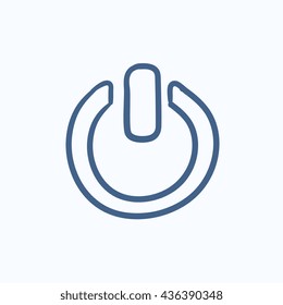 Power button vector sketch icon isolated on background. Hand drawn Power button icon. Power button sketch icon for infographic, website or app.