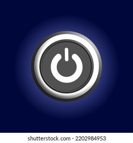 power button web icon on blue background.