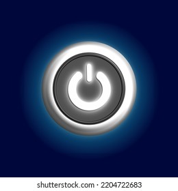 Power Button Web Icon On Blue Background.