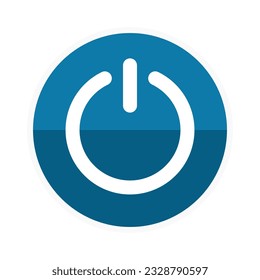 Power Button In White Blue Color Circle Shape
