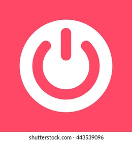 Power Button white icon on magenta color background. Eps-10.
