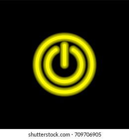 Power button yellow glowing neon ui ux icon. Glowing sign logo vector