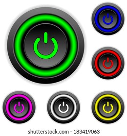 Power buttons set on white background