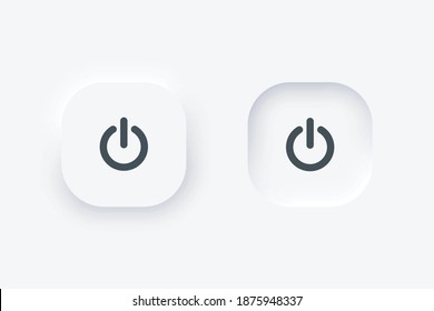 Power Buttons White Colors. On And Off. Normal And Hover - Active. Neumorphism Design. Stock Vector Illustration	
