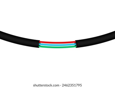 Power Cable. Broken Electric Wires.  Vector Illustration. 