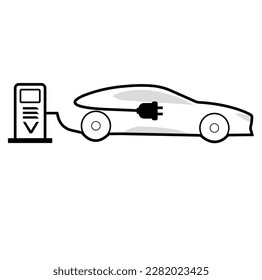 Kraftkabel-Ladestation für Elektroautos mit moderner Technik, Ladestation für Fahrzeuge mit Öko-nachhaltiger Energie. 