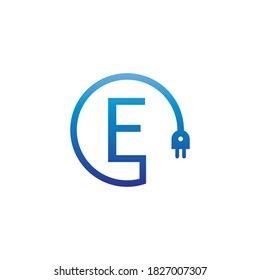 Power cable forming letter E logo icon