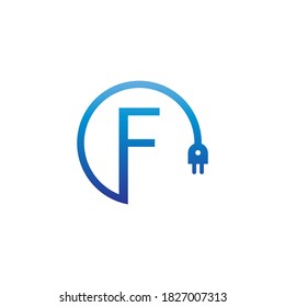 Power cable forming letter F logo icon