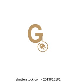 Cable de alimentación letra de formación G icono de plantilla vectorial