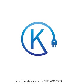 Power cable forming letter K logo icon