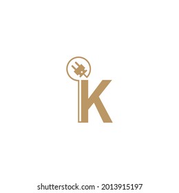 Cable de alimentación letra de formación K icono de plantilla vectorial