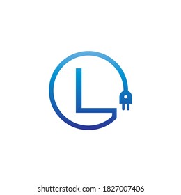 Power cable forming letter L logo icon
