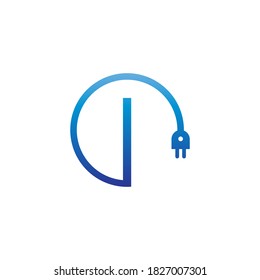 Power cable forming letter I logo icon