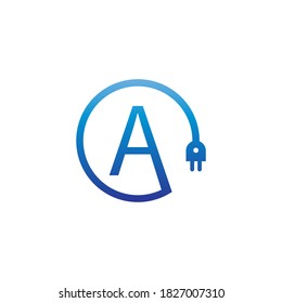 Power cable forming letter A logo icon