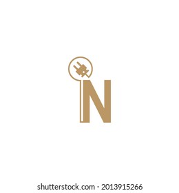 Power cable forming letter N logo icon template vector