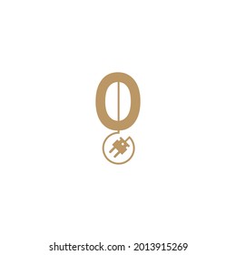 Cable de alimentación letra de formación O icono de plantilla vectorial