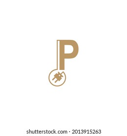 Power cable forming letter P logo icon template vector