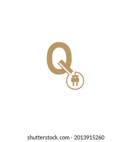 Power cable forming letter Q logo icon template vector