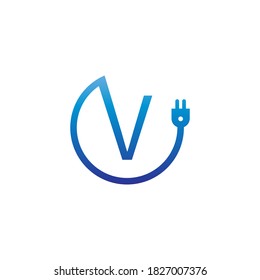 Power cable forming letter V logo icon