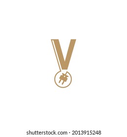 Power cable forming letter V logo icon template vector