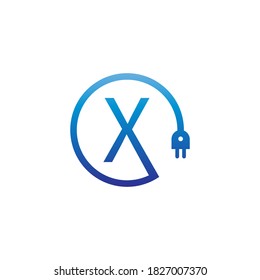 Power cable forming letter X logo icon