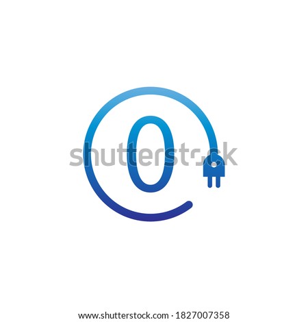 Power cable forming number 0 logo icon