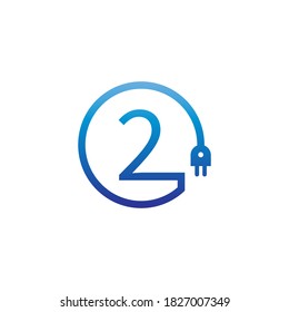 Icono del logotipo del número 2 del cable de alimentación