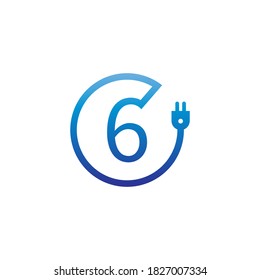 Power cable forming number 6 logo icon