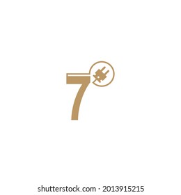 Power cable forming Number 7 logo icon template vector