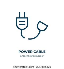 Power Cable Icon. Linear Vector Illustration From Information Technology Collection. Outline Power Cable Icon Vector. Thin Line Symbol For Use On Web And Mobile Apps, Logo, Print Media.