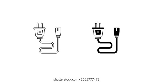 ícone do conjunto de cabos de alimentação com fundo branco vetor ilustração stock