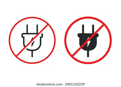 Power cables prohibited. Illustraion vector