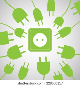 Power cables with socket, vector