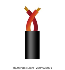 Power cables various types with electrical wire conductors held together with overall sheath. Cords for construction works, light, communication set. cable isolated. Vector illustration.