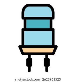 Netzkondensatorsymbol. Umriss Leistungskondensator, Vektorsymbol, Farbe, flach, isoliert