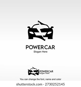 Power Car Logo Template Design Vector. A car icon with lightning, representing speed, power, and advanced automotive technology.