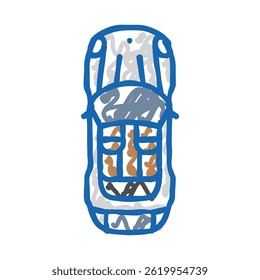 power car top view doodle icon sketch vector. power car top view sign. isolated symbol illustration