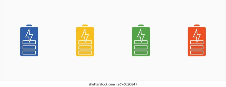 Conjunto de Ícones de Célula de Energia Cor Coleção de Vários Estilos