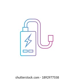 power cell storage battery or portable charger outline line icon vector illustration