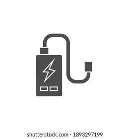 power cell storage battery or portable charger black solid icon vector illustration