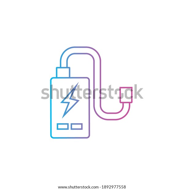 power cell storage battery or portable\
charger outline line icon vector\
illustration