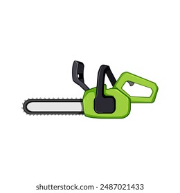 power chainsaw cartoon. worker action, climber forest, lumberjack lumber power chainsaw sign. isolated symbol vector illustration