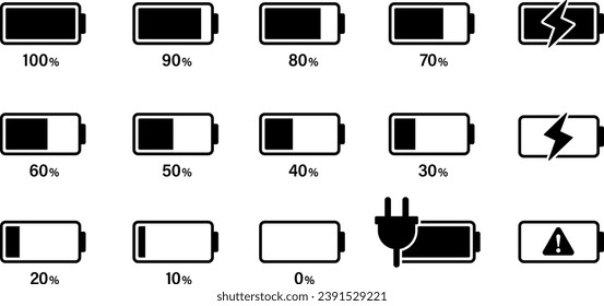 Ladestatus und Plug-Icon-Set