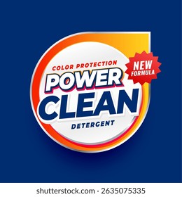 power cleaner detergent label sticker for washing brand promo vector