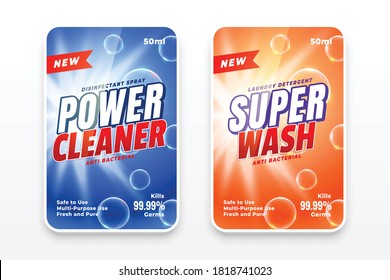 power cleaner disinfectant wash labels set of two