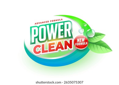 power cleaner powder or liquid detergent label design vector
