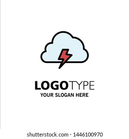 Power, Cloud, Nature, Spring, Sun Business Logo Template. Flat Color