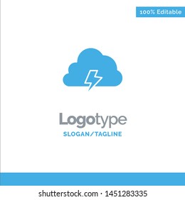 Power, Cloud, Nature, Spring, Sun Blue Solid Logo Template. Place for Tagline